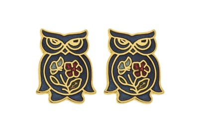 Behave - Oorringen dames - uilenmotief - blauw - 1,5 cm
