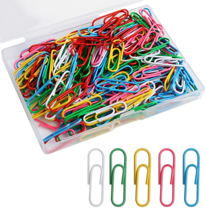 Set van 200 stuks gekleurde papierklemmen, gekleurde papierclips, 2,8 cm paperclips, metalen papierklemmen, met opbergdoos voor kantoor, dossiers, school, papier