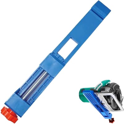 Zaaggeleider Cirkelzaag - Glijrail Houtbewerking - Precisie Zagen - Verstelbare Uitlijning - 1 Stuk - Rood Wit Blauw