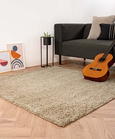 Vierkant hoogpolig vloerkleed - Shaggy Trend champagne 140x140