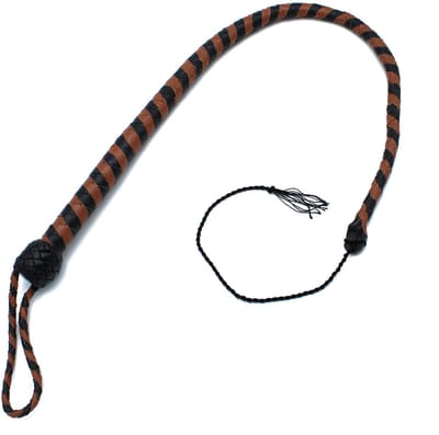 Kiotos - Lederen Single Tail Zweep - Zwart/Bruin - 90 cm