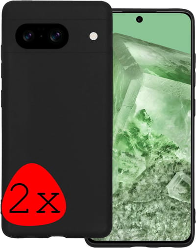 Hoesje 2 Stuks - Geschikt voor Google Pixel 8 - Sterk & Shockproof - Case Siliconen - Back Cover - Telefoon Hoes - Zwart