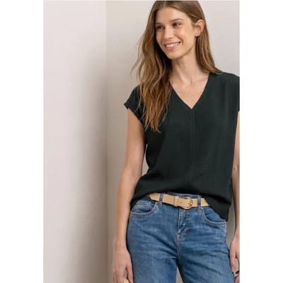 Shirt met structuurmix en tape