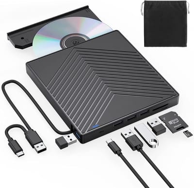 SCH® Externe DVD Speler voor Laptop - Externe DVD Speler - DVD Speler - Zwart - ‎16cm x 15cm x 2cm