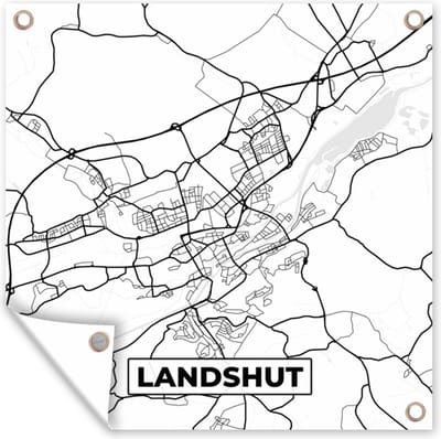Tuin poster Landshut - Stadskaart - Kaart - Plattegrond - 200x200 cm - Tuindoek