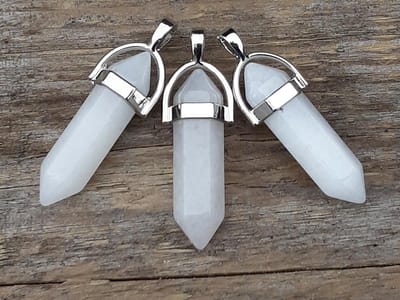 Edelsteen witte Jade - pendel - healing punt hanger