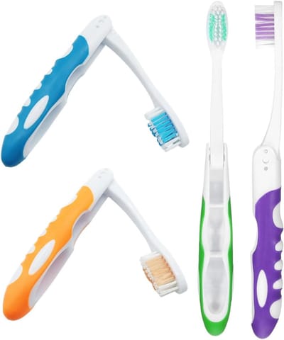 Reis Tandenborstels - Inklapbare Borstels - Hygiënisch Onderweg - Zachte Bescherming - 4 Stuks - Multicolor