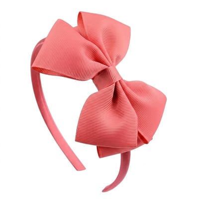 Koraalroze haarband dames met grote strik – elegante satijn look haar accessoire – klassiek haarband met strik voor feest, school of dagelijks gebruik