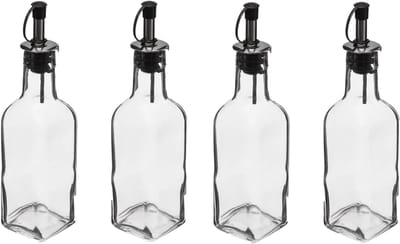 5Five Azijn/Olie flessen voor op tafel - 4x stuks - glas - 160 ml per fles - olijfolie en tafelazijn