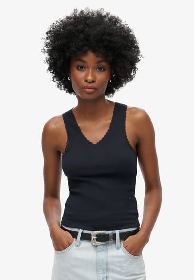 Superdry - Athletic Essentials hemdtopje met kanten rand - Dames - Vesten