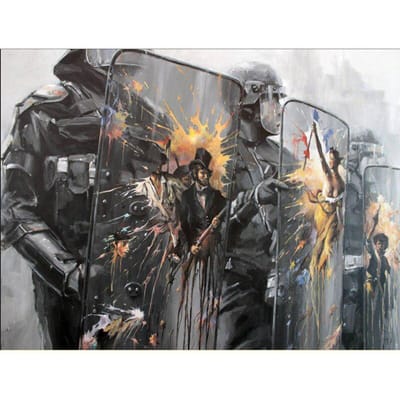 Handgemaakte diamant borduurwerk schilderij borduurpakketten muur mozaïek oproerpolitie Home decor cadeau 20X30CM gray