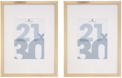 Atmosphera Fotolijstje Manu - 2x - met passe partout - voor een foto van 21 x 30 cm - goud - MDF/Glas - Klassieker
