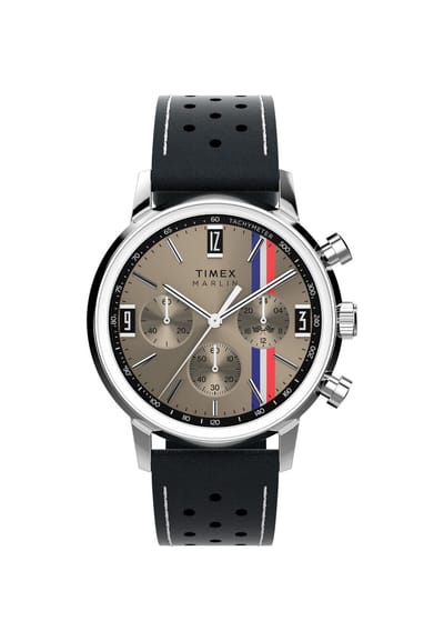 Timex Marlin Chronograph Stripes Quartz Analoog Horloge Zwart Kast: 100% Roestvrij Staal | Armband: 100%Leer 40 mm TW2W98900AJ, TW2W99000AJ, TW2W99100AJ