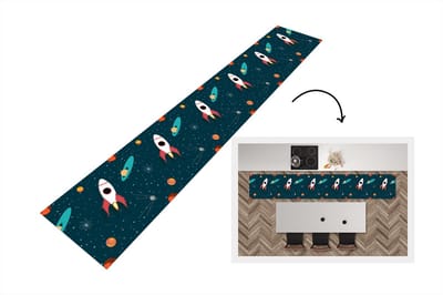 Keukenloper - Loper keuken - Raket - Ruimte - Kinderen - Design - 300x50 cm - Keukenloper vinyl