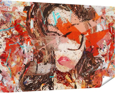 Gards Tuinposter Abstracte Kunst van een Meisje - Vrouw - 180x120 cm - Tuindoek - Tuindecoratie - Wanddecoratie buiten - Tuinschilderij