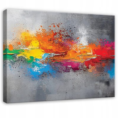 WALLARENA - Canvas schilderij - 100x70 cm - grijs abstract ontwerp voor slaapkamer, woonkamer en keuken