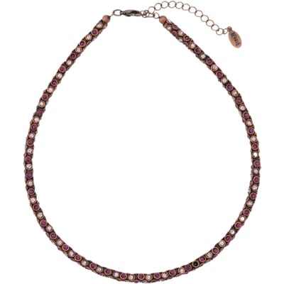 Behave – Ketting – Antiek Koperkleurig – Lila en Amethist Kristallen – Nikkelvrij