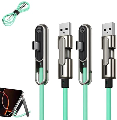 Oplaadkabel met standaard - Multi laadkabel - Handsfree kijken - 240W snelladen - 1.5 meter - Groen