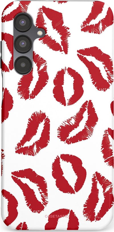 Casetastic Hoesje Geschikt voor Samsung A16 - Stijlvolle Beschermende Duo-layer Case - Liefdeskusjes Rood Zoenen