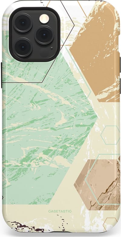 Casetastic hoesje geschikt voor Apple iPhone 12 / Apple iPhone 12 Pro - MagSafe - Dubbellaagse bescherming - Vlaklicht - Fashion Case - Crème Mintgroen Wit Lichtgrijs