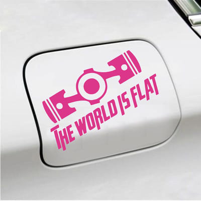 Bumpersticker - The World Is Flat - 14 X 19 - Roze