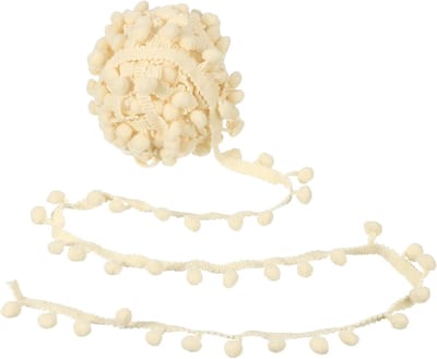 Pom Pom Band 0,8 inch breed Beige Pom Pom Franje lint naaien franje stofband voor doe-het-zelf knutselen gordijn kleding kussen woonaccessoires 10 mm