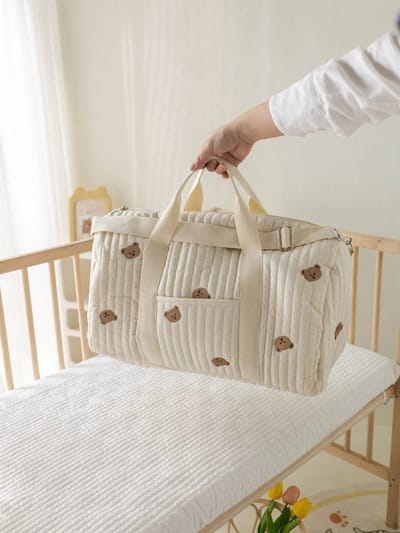 Luiertas - Mombag - Schoudertas - Verzorgingstas - Kraamcadeau - XL - Beer - Beige