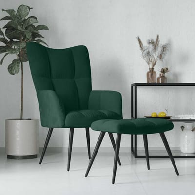 Vidaxl Fauteuil Met Voetenbank, Donkergroen, Bekleed Met Fluweel