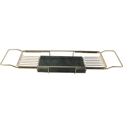 Metalen Marmeren Badrek Antislip Ruimtebesparend Multifunctioneel Uitschuifbaar Badblad Huis black