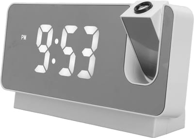 Allecto - LED-projectiewekker - Digitale Klok - 180° Draaibare Projector - Wit - Temperatuurweergave - Geschikt voor Slaapkamer - USB-oplaadpoort
