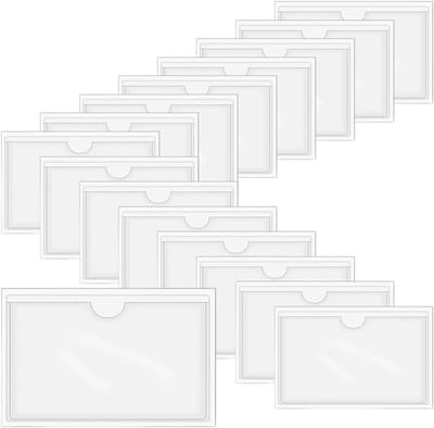 Zelfklevende Transparante Labelhouders - 16 Stuks voor Organisatie en Classificatie in Kantoor en School (Binnenmaat: 12,7x8,6 cm)