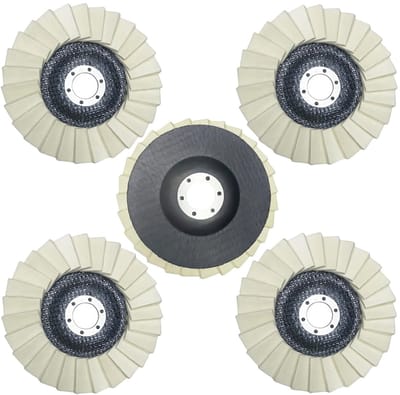 115 mm vilt schuurdoekvellen - wollen polijstschijf 5 stuks- polijstpads voor haakse slijpers - 125 x 22 mm - wol vilt polijstpad - schrobschijf met spandoorn - voor haakse slijper