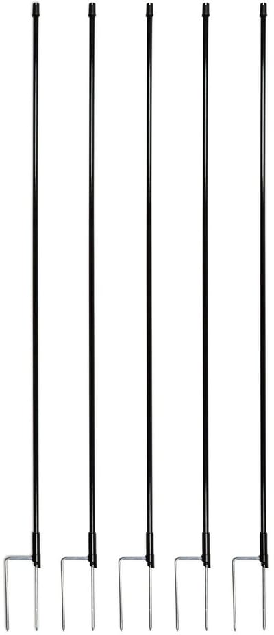 Horizont - Weidepaal - 120cm - Zwart -5stk - Kunststof - Prikpaal - Enkele punt - Vervangingspaal afrastering - Voor schrikdraad of lint - Reservepaal