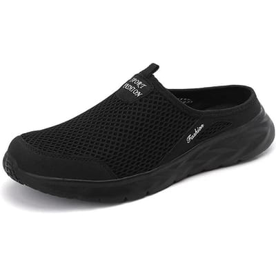 Zomer Heren Slippers Ademende Mesh Pantoffels met EVA Zool Zacht Comfortabel Lichtgewicht Antislip Casual Schoenen voor Heren 43 black