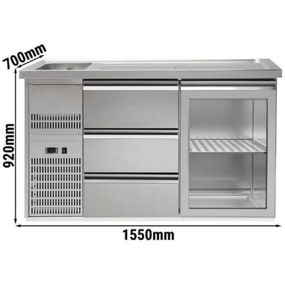 GGM Gastro Biertheke Premium PLUS - 1550x700mm - 1 Glastür & 3 Schubladen