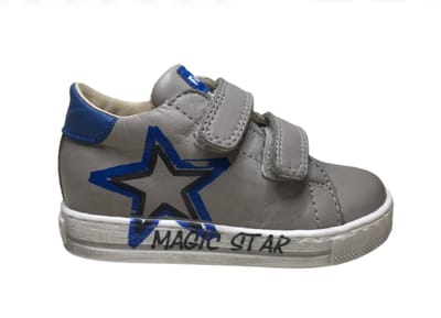 Falcotto Mt 21 velcro's zwarte ster lederen sneakers Nedo grijs blauw