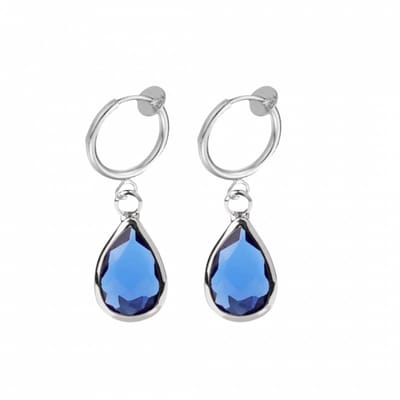 Klem oorbellen -Ampala- blauw -zilverkleur- geen gaatje- Charme Bijoux