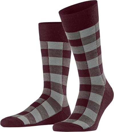 Burlington Buffalo Check gedessineerd wol sokken heren rood - maat 40-46