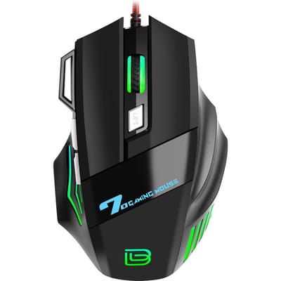 BAJEAL G5 Bedrade gamingmuis RGB-gamingmuis 7 toetsen Ergonomische muizen 4-versnellingen Verstelbare DPI voor pc zwart