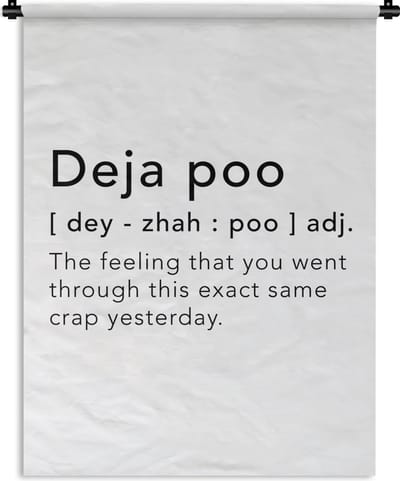 Wandkleed - Wanddoek - Spreuken - Quotes - The feeling that you went through this exact same crap yesterday - Deja vu - 90x120 cm - Wandtapijt