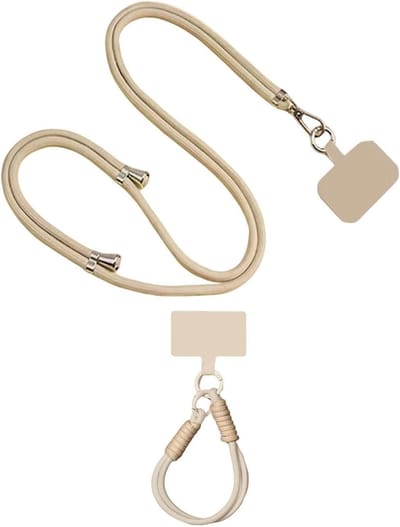 Khaki Lanyard Strap Set, Crossbody Hangkoord voor Mobiele Telefoon, Draagbare Veters, Verliesbestendige Accessoires voor Smartphones en Sleutels