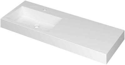 INK Momento Wastafel Polystone Wasbak Links met 1 Kraangat - 1200x450x90 mm - Mat Wit