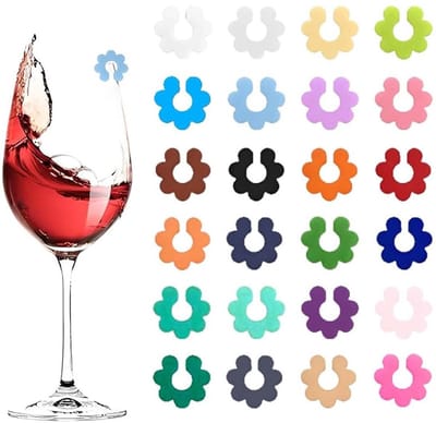 Cosensi - Dailygoody - Wijnglasmarkeerders - Kleurrijke drankmarkers - Perfect voor feestjes - 24 stuks - Siliconen glasmarkering - Ideaal voor cocktails