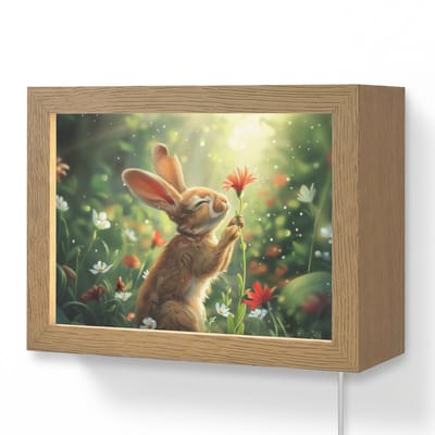 Wandlamp 20x15 cm - Oplaadbaar - Konijn - Dieren - Bloemen - Natuur - Wandlampen binnen woonkamer - Slaapkamer lamp met kabel - Decoratieve nachtlamp - Vloerlamp snoer