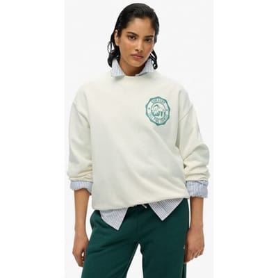Superdry Ruimvallend Lo-fi Outdoor Mono Sweatshirt met Ronde Hals Crème Grootte: 36