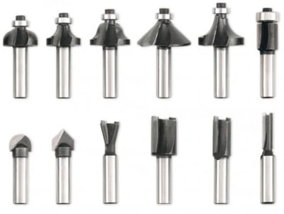 Vorel - Houtfrees Bitset - 12 Stuks - 8 mm Schacht - Voor Houtbewerking