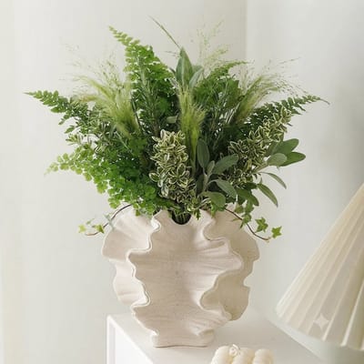 Livatto Keramische Vaas Modern Zwart - Scandinavische Boho Bloemenvaas - Woonkamer Decoratie - Groot