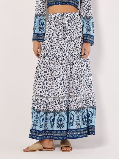Sarasa bloemenprint gelaagde maxi-rok