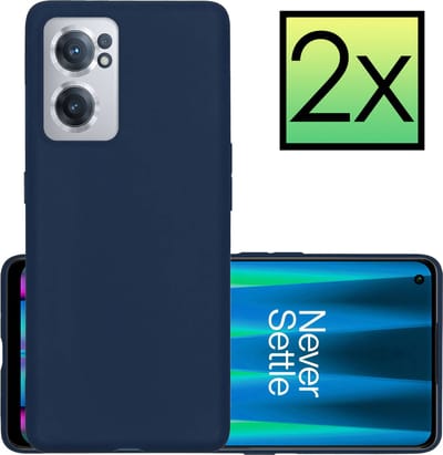 Hoesje - 2 Stuks - Geschikt voor OnePlus Nord CE 2 - Sterk & Shockproof - Case Siliconen - Back Cover - Telefoon Hoes - Donkerblauw