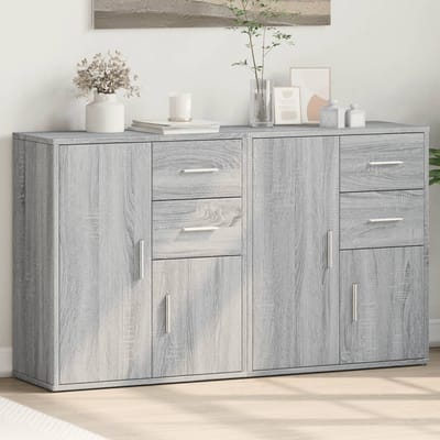 vidaXL - Dressoirs - 2 - st - 60x31x70 - cm - bewerkt - hout - grijs - sonoma - eikenkleur